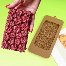 1pc Chocolate Silicone Mold With Flower Pattern, Fondant Cake Mold, DIY Fruit Decorated Baking Tool, Soap, Candle, Resin Casting Silicone Mold