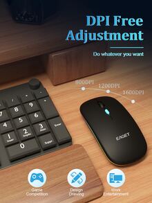 EAGET 7 Colors RGB Backlight Silent Wireless Mouse 2.4G LED Light Portable Mouse Compatible With Laptop And Tablet Dual Mode Free Adapter