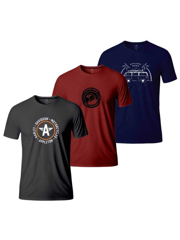 Kit 3 Camisas Camisetas Masculinas SB P ao GG 100% Algodão Estampadas