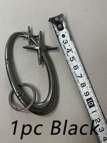 别致的星形椭圆形钥匙扣 - 锌合金,完美的包袋和腰带配饰,个性化 DIY 配饰,情人节女士礼物,可爱的星形登山扣钥匙扣,耀眼的重型黑银海星登山扣皮带环夹,适用于男士和女士的包袋和钱包礼物,金属登山扣锌合金椭圆形按压开口弹簧扣包挂件多功能扣 - 彩色 - 查看 17