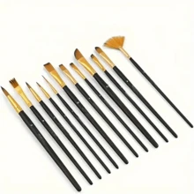 Set de 36 piezas de pinceles profesionales de artista - Pinceles de mango de madera versátiles para pintura al óleo, acrílica, acuarela - Desde trazos finos hasta amplios, pinceles para lienzo, de vuelta a la escuela, útiles escolares - Multicolor - Ver 11