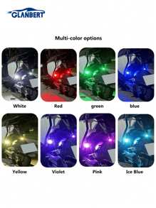 GLANBERT 1 set Luce di segnalazione mini a LED RGB per moto, luce di segnale con telecomando, luce di avvertimento impermeabile per auto, drone