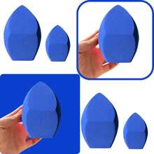 1 pezzo Spugnetta per trucco a tripla sfrangiatura di colore blu navy, maxi spugnetta, in materiale assorbente, senza lattice, si espande a contatto con l'acqua, per un'applicazione rapida, morbida e delicata sulla pelle, adatta per fondotinta, riutilizzabile, alta densità ed elasticità, non deformabile, strumento preferito per il trucco