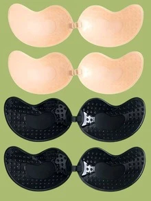 4pcs Women's Summer Strapless Adhesive Bras - Invisible Lift Bras Suitable For Evening Dresses & Backless Gowns, Washable & Reusable - Multicolor - View 3
