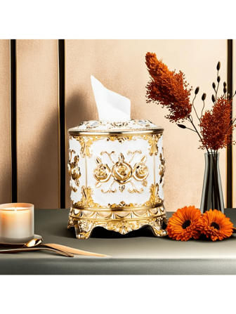 This European-Style Luxurious, High-End, Retro And Creative Enamel-Colored Round Roll Tissue Box Is Perfect For Offices, Restaurants, Living Rooms And As A Gift