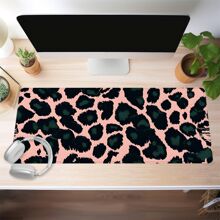 Leopard Print Desk Mat, Aesthetic Boho Abstract Mouse Pad, Cute Animal Print Desk Pad, Pink Black Green Large Gaming Desk Mat, Gift For Herschool Supplies,Back To School