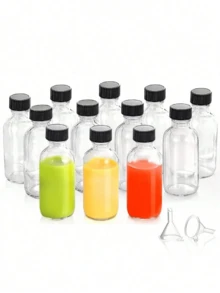 1/3/6pcs 120/240ml Small Transparent Glass Bottles With Lids, Reusable Mini Beverage Bottles For Juice, Ginger Ale, Tinctures, Essential Oils, Water, Suitable For Outdoor Activities - Multicolor - View 2
