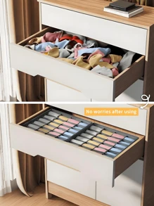 Organizador de calcetines y ropa interior, Divisor de cajón plegable con 6/7/8/24 compartimentos, Cestas divisoras para el armario, Ahorro de espacio para armarios del hogar, Accesorios para el dormitorio, Decoración organizadora, Decoración para fiestas/habitación/hogar/dormitorio, Cajas de almacenamiento, Almacenamiento en el hogar