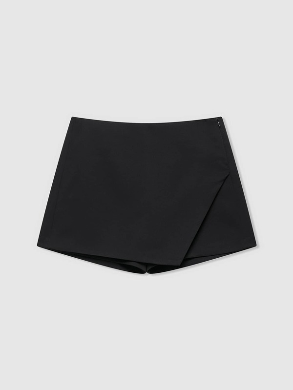 Women's Summer Solid Color Asymmetrical Hem Zipper Skirt Pants