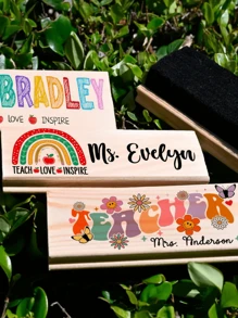 Borrador personalizado de pizarra blanca para maestros, regalo personalizado de agradecimiento para maestros, borrador de pizarra con marcador, regalo con nombre personalizado para maestros, regalo de vuelta a la escuela para maestros, 1 pieza de marcador al azar