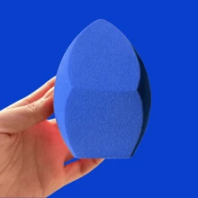 1 pezzo Spugnetta per trucco a tripla sfrangiatura di colore blu navy, maxi spugnetta, in materiale assorbente, senza lattice, si espande a contatto con l'acqua, per un'applicazione rapida, morbida e delicata sulla pelle, adatta per fondotinta, riutilizzabile, alta densità ed elasticità, non deformabile, strumento preferito per il trucco