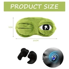 3D 悲伤青蛙睡眠面罩天然睡眠眼罩有降噪耳塞和眼部冰袋可供选择，遮光眼罩女士男士柔软便携式眼罩旅行眼罩 - 绿色表情青蛙眼罩，睡眠眼罩，超柔软睡眠眼罩，适合办公室午睡、飞机和旅行。 - 彩色 - 查看 4