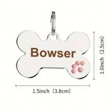 Etiqueta de identificación de mascota personalizada con brillo, colgante con forma de hueso con nombre de mascota grabado personalizado, accesorio para collar de gato/perro, regalo perfecto para prevenir la pérdida de mascotas, se puede colgar en el collar, de moda, vintage, minimalista, lindo, colorido, único, decoración navideña personalizada, etiqueta de identificación/nombre de perro personalizada, coleccionable - Multicolor - Ver 6