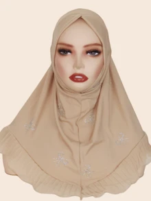 1pc Women's Headscarf, Crystal Decorated, Elastic Material, Fashionable Rhinestone Bow Design, Pleated Hem, Middle East/Malaysian Style Turban For Dress - Bow Diamond Headband - View 9