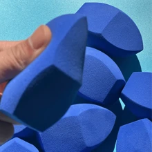 1 pezzo Spugnetta per trucco a tripla sfrangiatura di colore blu navy, maxi spugnetta, in materiale assorbente, senza lattice, si espande a contatto con l'acqua, per un'applicazione rapida, morbida e delicata sulla pelle, adatta per fondotinta, riutilizzabile, alta densità ed elasticità, non deformabile, strumento preferito per il trucco
