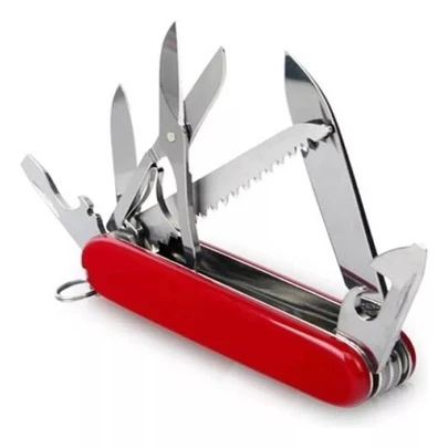 11 en 1 Navaja metálica Multiusos ,Incluyen: desarmador, Tijeras, destapador, Navaja, Sierras y sacacorchos