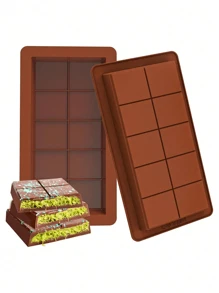 1 conjunto 2 peças Molde de Chocolate, Bandeja de Moldagem de Bloco de Chocolate de Silicone, Molde de Fabricação de Bloco de Chocolate de Dubai