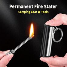 5pcs Metal Fire Starter Sticks With Keychain - Emergency Survival Gear For Camping, Hiking & Outdoor Fire Lighting, Durable Multi-Functional Tool (Kerosene Not Included), Hiking Accessories | Sleek Metallic Design | Flame Ignition Tool - Silver 5PC - View 5