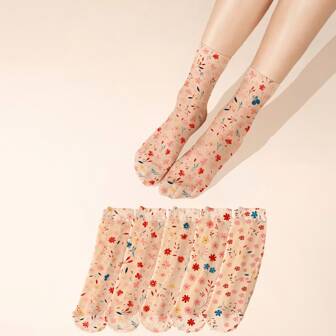 1/2 Pair Bonne Maison Women Artistic Painting Print Mid-Calf Socks, Soft & Lightweight Outdoor, Athletic, Running, Hiking, Cycling Sports Leg Sleeves - Women Socks