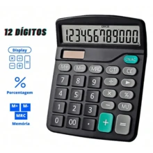 12 Digit Desktop Calculator With Large LCD Display, Office Calculator, Dual Power (Black, Pink And Blue) - Black - View 5