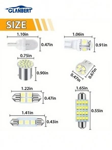 GLANBERT 42/24/14pcs Pack LED Car Interior Lights T10 T5 1156 6000K SMD LED White Interior Light Bulbs Replacement License Plate Reading Light Bulb - White - View 3