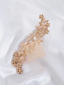 1件波西米亚浪漫新娘伴娘婚礼花朵发梳，水晶水钻新娘伴娘花朵头饰，水钻花朵发夹，新娘侧梳，女士发饰，适合晚宴、婚礼、特殊场合。送给新娘、伴娘和宾客的礼物，情人节配饰 - A - 查看 6