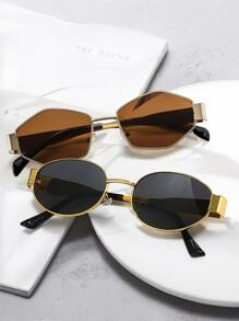 4 pièces / 3 pièces / 2 pièces / 1 pièce Lunettes de mode ovales en métal de style rétro européen et américain, lunettes en forme de diamant, lunettes semi-circulaires, style rétro populaire et polyvalent, convenant aux hommes et aux femmes, pour les vacances, les loisirs, les accessoires de plage, l'utilisation quotidienne et les activités de plein air pour les vacances d'été à la plage, les sorties, les voyages