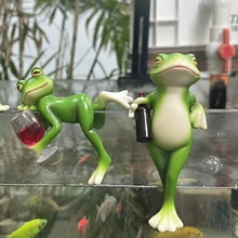 Estatua en miniatura de rana para decoración de macetas, accesorios lindos para macetas, estatua de rana de resina para decoración de jardín de hadas, decoraciones de plantas estéticas para amantes de patios, acuarios, televisores, decoraciones de césped, entusiastas de la decoración del hogar, decoración de Halloween y decoración navideña