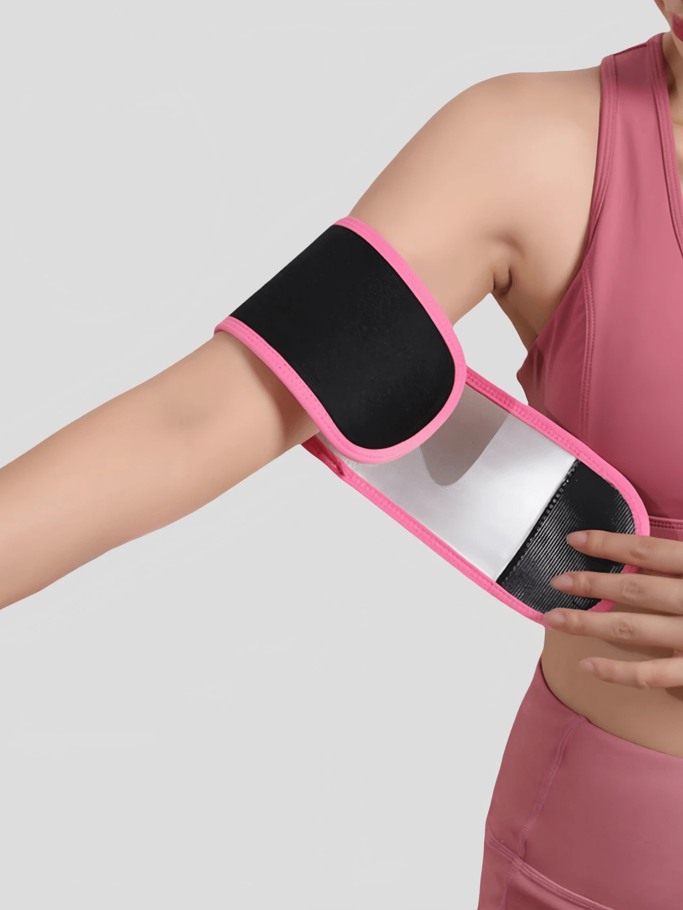 1pair, Body Shaping And Arm Protection, Sweat Proof And Arm Protection, Fitness Running, Sweat Proof And Arm Protection, Sports Body Shaping Equipment 2025 Summer New Model - Pink - View 1