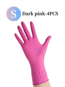 100 piezas/Paquete Guantes desechables de nitrilo rosa, sin polvo y duraderos, adecuados para limpieza del hogar y la cocina, sin látex, previenen el entumecimiento de los dedos, aplicables para la cocina, el baño, las tareas del hogar, la pintura, los viajes al aire las herramientas del hogar, guantes multiusos (empacados) - Rosa oscuro - Ver 20