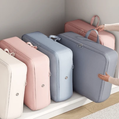 1pc Large-Capacity Down Jacket Storage Bag For Organizing Clothes, A Travel Portable Double-Zipper Breathable And Compressible Bag