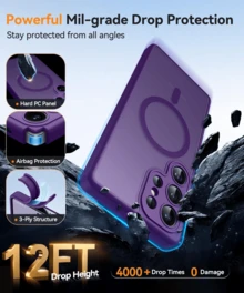 For Samsug Galaxy S25Ultra/S25Plus/S25/S24Ultra/S24Plus/S24/S25edge Case  [Full Camera Protection] [Compatible With Magsafe] Translucent Matte Back Protective Phone Cover - Purple - View 2