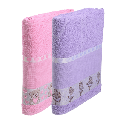 Kit com 2 Toalhas De Banho Kids Infantil Em Ponto Cruz Para Bordar 100% Algodão