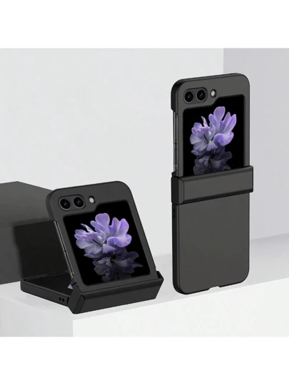 1pc Solid Color PC Foldable Phone Case, Protects Phone From Drops, Compatible With: Samsung Galaxy Zflip 3/Zflip 4/Zflip 5/Zflip 6/Zflip 7, OPPO Find N3 Flip/Find N2 Flip, Razr 50 Ultra/Razr 40 Ultra/Razr 40/Razr 50, Vivo X Flip. Waterproof, Shockproof, Anti-Fall, Anti-Scratch.