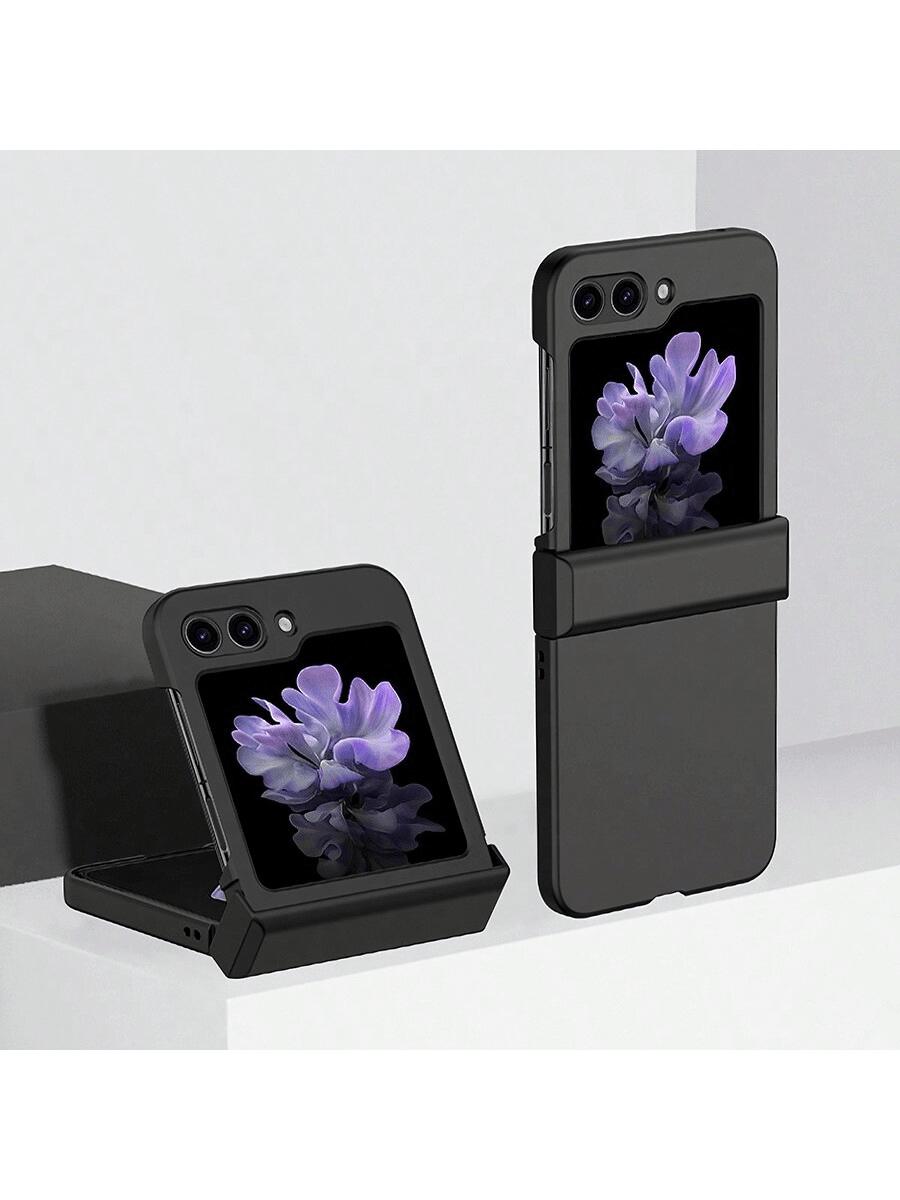 1 pieza Funda plegable para teléfono de unicolor de PC, que protege y previene caídas para: Galaxy Zflip 3/Zflip 4/Zflip 5/Zflip 6/Zflip 7/OPPO Find N3 Flip/OPPO Find N2 Flip/Razr 50 Ultra/Razr 40 Ultra/Razr 40/Razr 50/Vivo X Flip