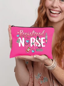 Nurse Theme Cosmetic Bag,Portable Wash Bag,Makeup Bag For Women Zipper Travel Bag Storage Box , Leopard Print, Heart-Shaped, Flower, Nurse's Hat, Stethoscope Pattern Cosmetic Bag,Cosmetic Bag, Lining, And No Closure,Women Makeup Bag Pouch Travel Toiletry Organizer, Back To School Teacher Gift,Nurse's Day Gifts, Mother's Day Gifts,Suitable For College Students, Mothers, Family, Friends, Classmates, And Colleagues To Use