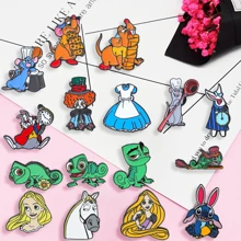 Disney 16 Stücke Cartoon Brosche Set, süße Maus, Prinzessin, Chamäleon emaillierter Anstecker, Rucksack, Kleidung, Schmuck, Metall Abzeichen Accessoires, ein Geschenk für Freunde