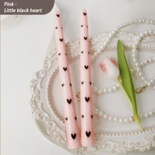 1 Box With 2 Pieces, 25cm Printed Long Candles - Perfect For Valentine's Day In The European And American Markets. Adorned With Hearts, Ideal For Romantic Candlelight Dinners, Weddings And Festivals. Decorative Scented Candles, Cute Soy Candles In A Set. Best Friend Gifts, Gift For Women, Winter Gift, Candle For Home Decoration - Multicolor - View 16
