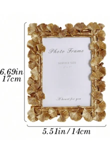 1pc Vintage Gold Resin Photo Frame, European Style Photography Background, Photo Prop, Desktop Decor, Wall Decor, Home Decor And Photo Display Frame - Gold - View 10