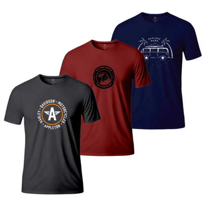 Kit 3 Camisas Camisetas Masculinas SB P ao GG 100% Algodão Estampadas