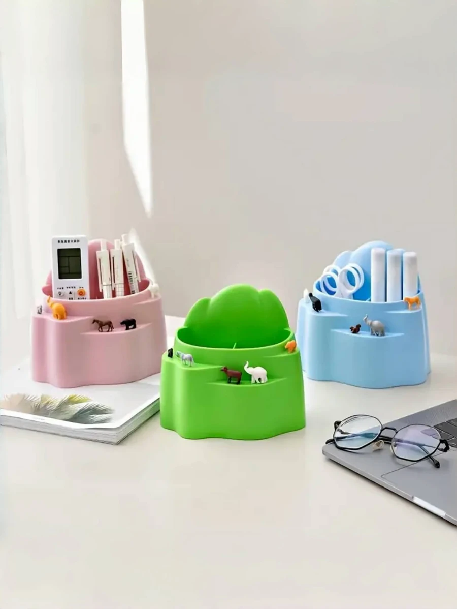 1 Stück multifunktionale Desktop Bürobedarf & Kosmetik Aufbewahrungsbox, Kreativer Büroartikel Stiftehalter Organizer