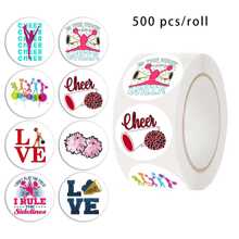 500 autocollants de support de pom-pom personnalisés par rouleau, avec 8 motifs différents. Utilisés pour des décorations amusantes personnalisées, des étiquettes adhésives, des fournitures artisanales, des sacs en papier DIY, des enveloppes d'invitation et des autocollants de scellage