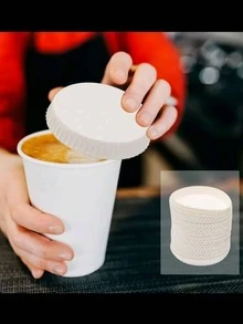 25/50/100个白色一次性纸杯盖，水/咖啡杯防尘盖，纸杯盖，适用于家庭、酒店等
