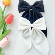 4pcs Large Bow Hair Clips, Soft Long-Tailed Bow Hairpins, Vintage Metal Hair Clip Silk, Elegant Hair Accessories, Great Gift For Girls, Claw Clips, Hair Slide, Hair Claws