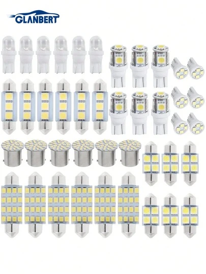 GLANBERT 42/24/14 st förpackning LED bilinredningsljus T10 T5 1156 6000K SMD LED Vita interiörlampor Byte av registreringsskylt Läslampa