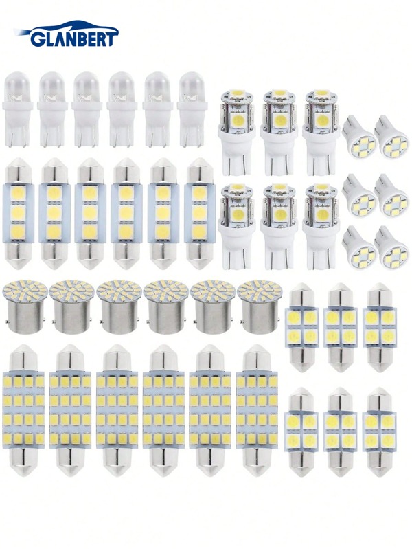 GLANBERT 42/24/14pcs Pack LED Car Interior Lights T10 T5 1156 6000K SMD LED White Interior Light Bulbs Replacement License Plate Reading Light Bulb