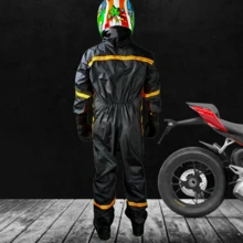 Impermeable Overol Para Motociclista Y Ciclista Hombre Mujer Con Reflejantes, Impermeable para lluvia, Overol Con reflejantes Elasticos ajustable - Naranja - Ver 8