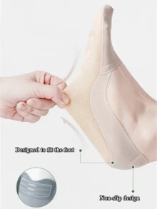 5双装女士透气薄款隐形硅胶防滑吸汗船袜，夏季 - 彩色 - 查看 4