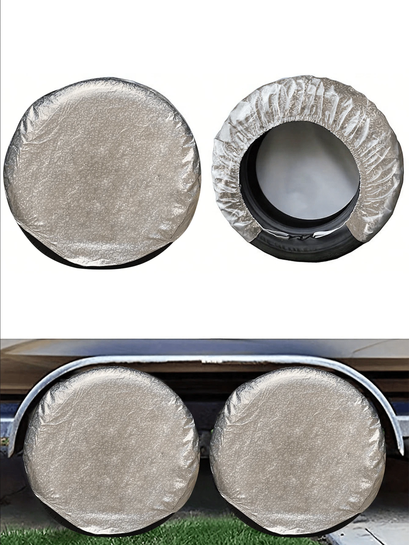 [4 Packs Waterproof Tire Protector] 4 Packs Waterproof Tire Covers, Spare Wheel RV Trailer Camper Anti-Corrosion Tire Protector - Multicolor - View 1