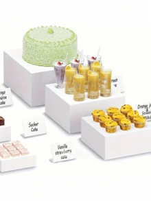 1/6pcs Acrylic White Square Storage Box, Desktop Organizing Box And Storage Box, Living Room Horizontal Organizing Box, Party, Wedding, Festival Dessert Cake Display Organizing Box, Baking Pastry Plate - White - View 6